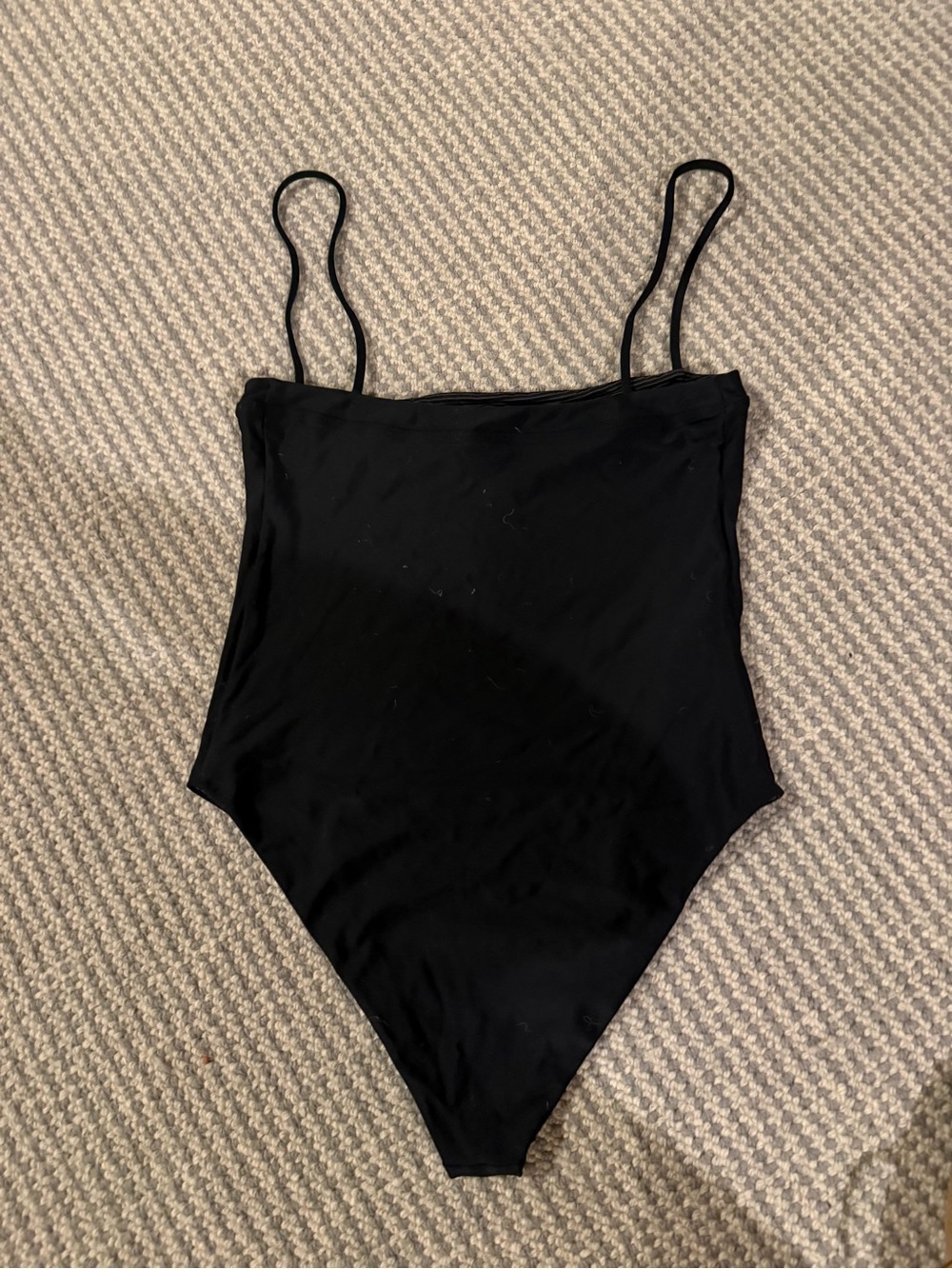 acacia swimwear Black One-Piece Swimsuit with Thin Straps